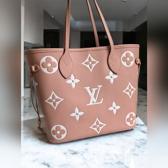 LV Empreinte Monogram Neverfull MM Trianon Pink Cream - Picture 1 of 13